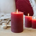 P&ouml;yt&auml;kynttil&auml; tumma punainen rustic- eri kokoja, Chic Antique