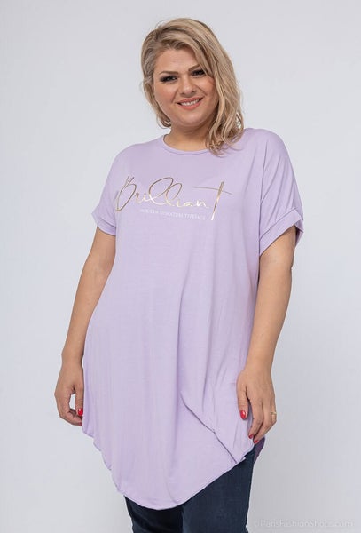 Viskoositunika tekstipainatuksella-lila tai musta, one size
