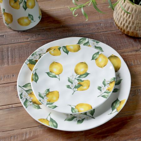 Maison Citron lounaslautanen &Oslash; 20 cm &ndash; sitruunakuosi, posliini