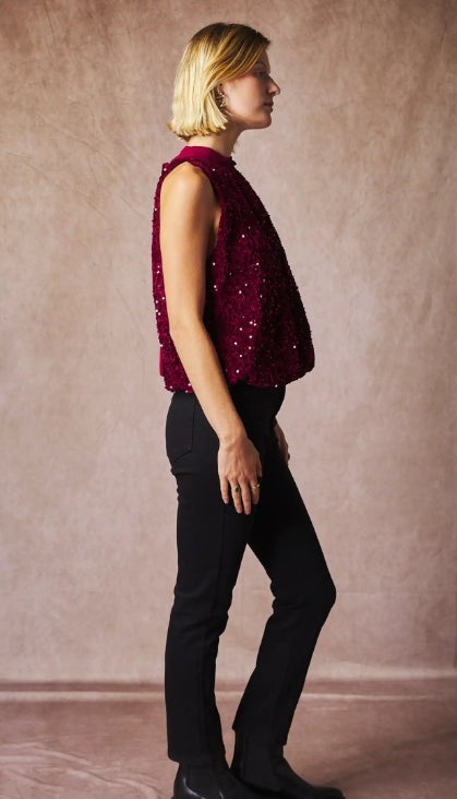 Paljettitoppi musta tai punainen