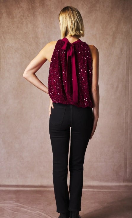 Paljettitoppi musta tai punainen