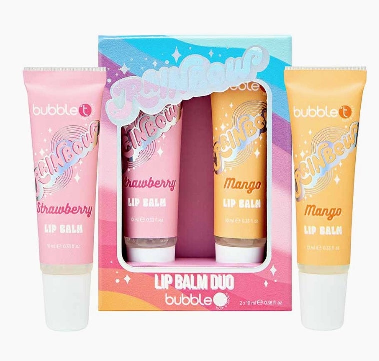 Bubble T Rainbow Lip Balm Duo &ndash; Mansikka & Mango