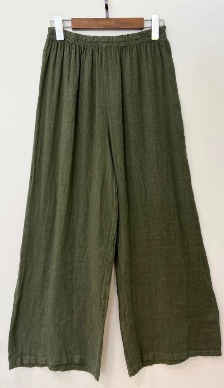 Leve&auml;lahkeiset pellavahousut Navy tai khaki, One Size