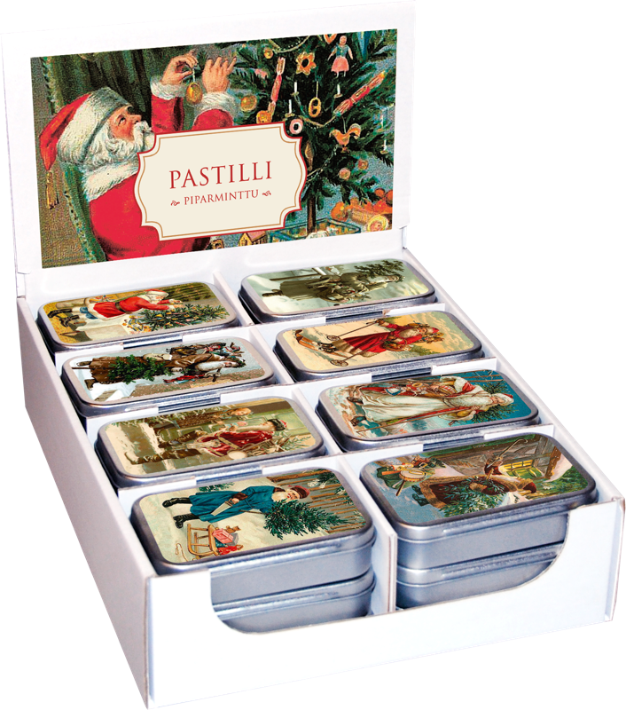 Pastillit metallirasiassa jouluaihe