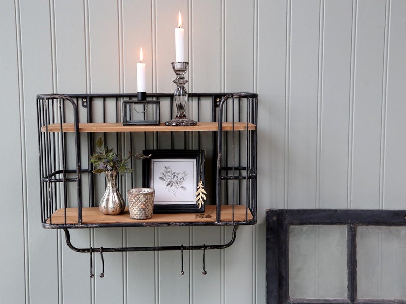 Sein&auml;hylly 5 koukkua antique black, Chic Antique