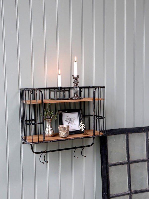Sein&auml;hylly 5 koukkua antique black, Chic Antique