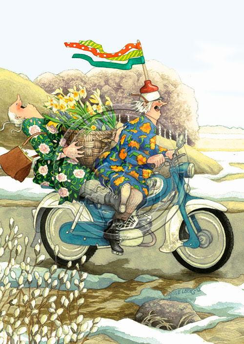 Postikortti mummot mopoajelu, Inge L&ouml;&ouml;k