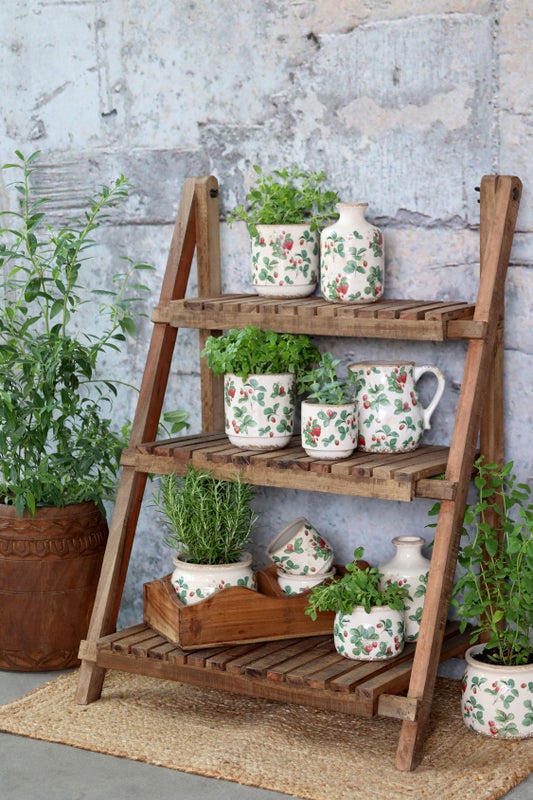 Kukkaruukku mansikkakuviolla H13/D13 cm, Chic Antique